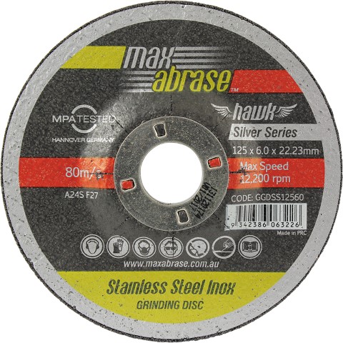 MAXABRASE 100 X 6.0MM GRINDING DISC - STAINLESS SILVER SERIES